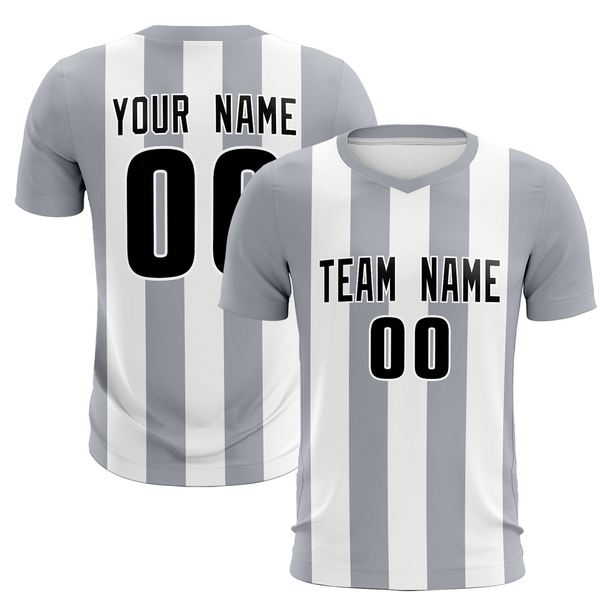 Custom White Gray Vertical Stripes Casual Outdoor Football Kits Jersey