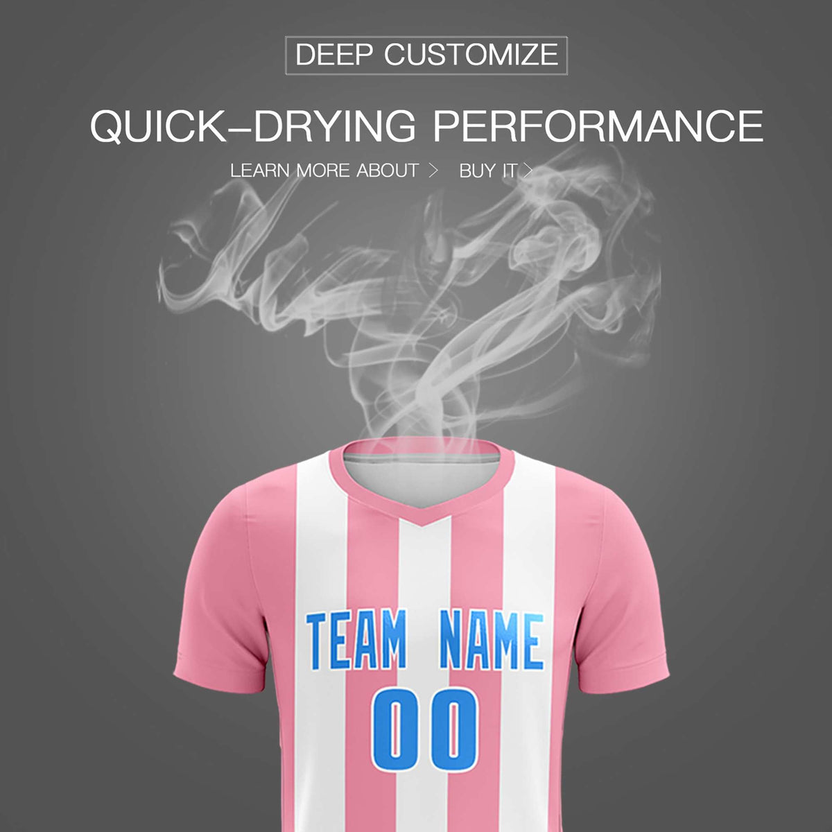 Custom White Light Pink Vertical Stripes Casual Outdoor Football Kits Jersey