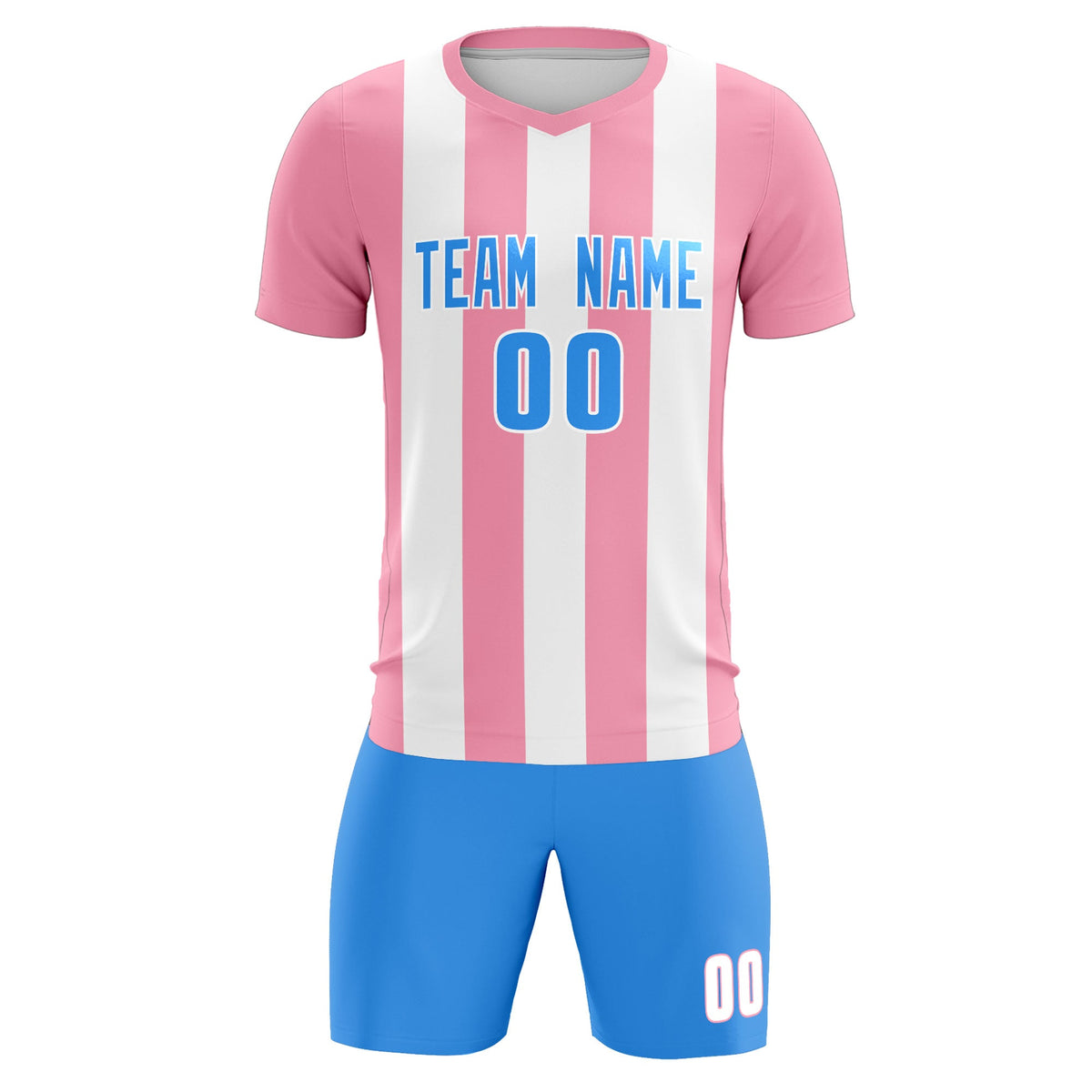 Custom White Light Pink Vertical Stripes Casual Outdoor Football Kits Jersey