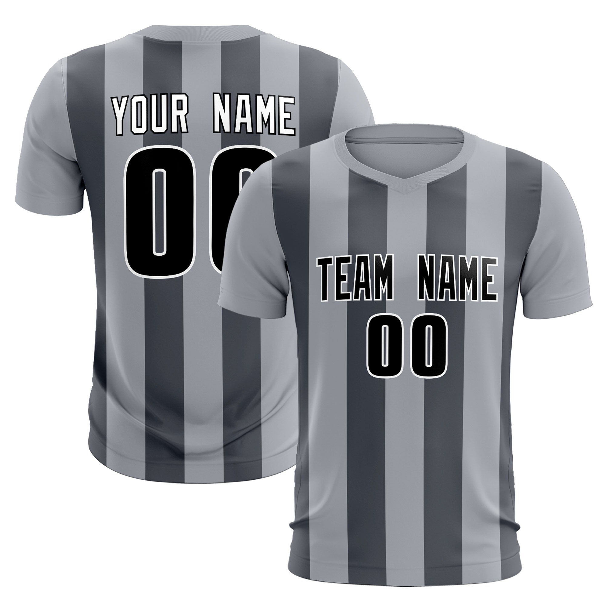 Custom Gray Dark Gray Vertical Stripes Casual Outdoor Football Kits Jersey