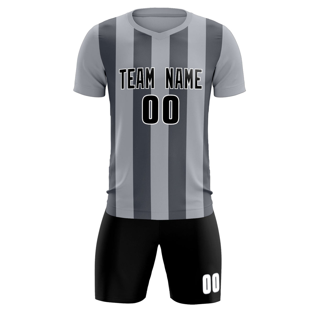 Custom Gray Dark Gray Vertical Stripes Casual Outdoor Football Kits Jersey