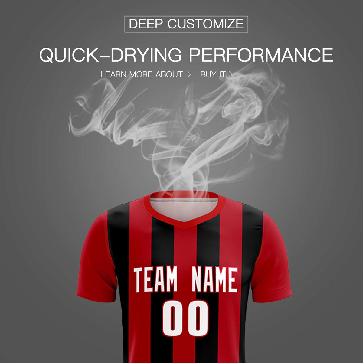 Custom Red Black Vertical Stripes Casual Outdoor Football Kits Jersey