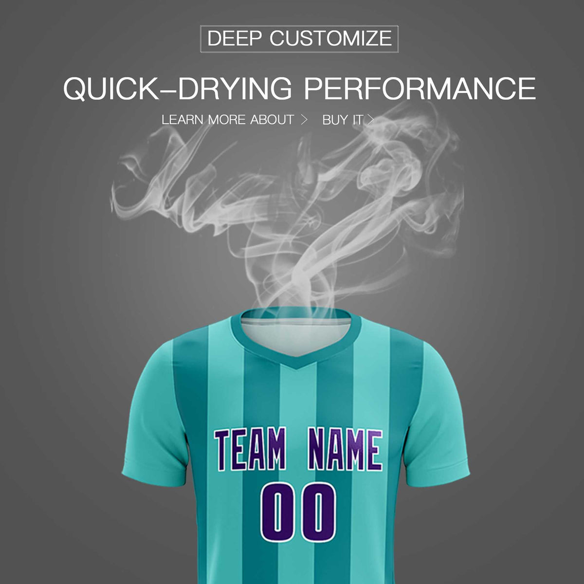 Custom Bright Green Aqua Vertical Stripes Casual Outdoor Football Kits Jersey