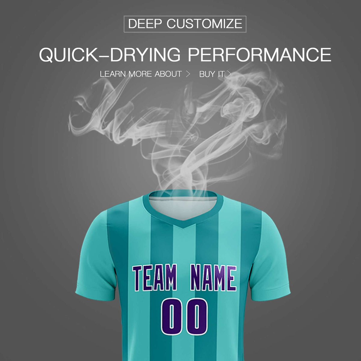 Custom Bright Green Aqua Vertical Stripes Casual Outdoor Football Kits Jersey