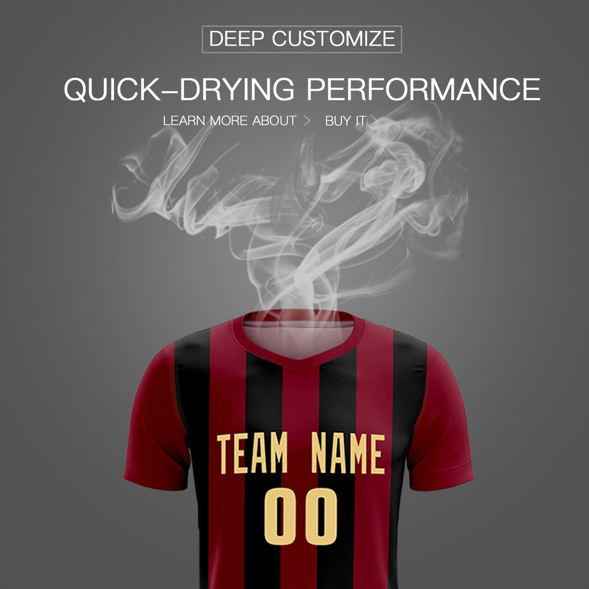 Custom Crimson Black Vertical Stripes Casual Outdoor Football Kits Jersey