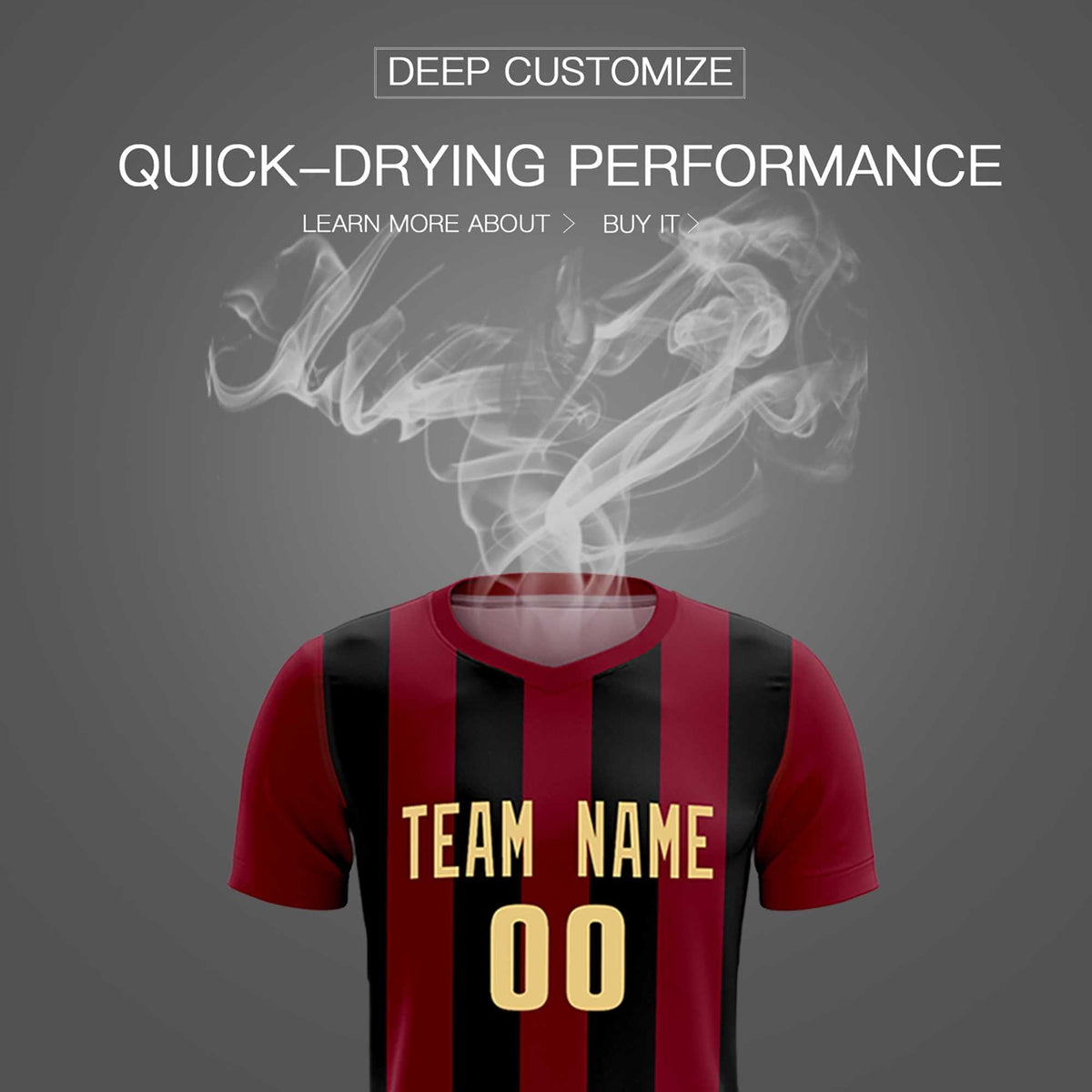 Custom Crimson Black Vertical Stripes Casual Outdoor Football Kits Jersey