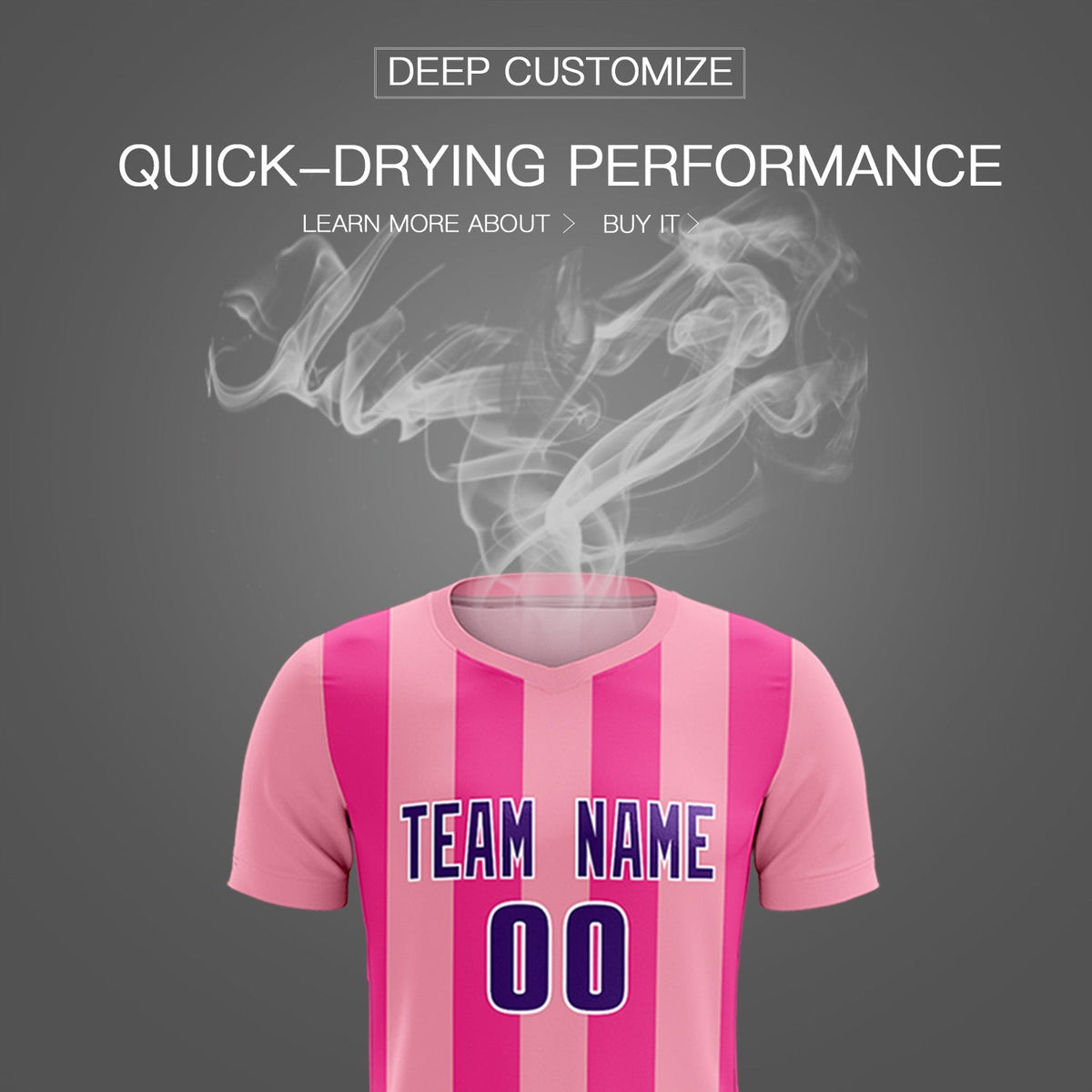 Custom Light Pink Pink Vertical Stripes Casual Outdoor Football Kits Jersey