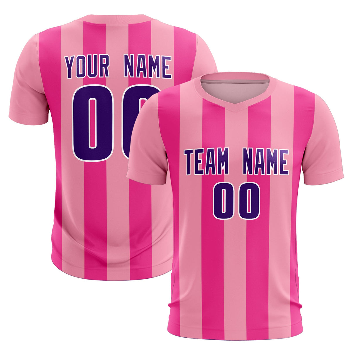 Custom Light Pink Pink Vertical Stripes Casual Outdoor Football Kits Jersey