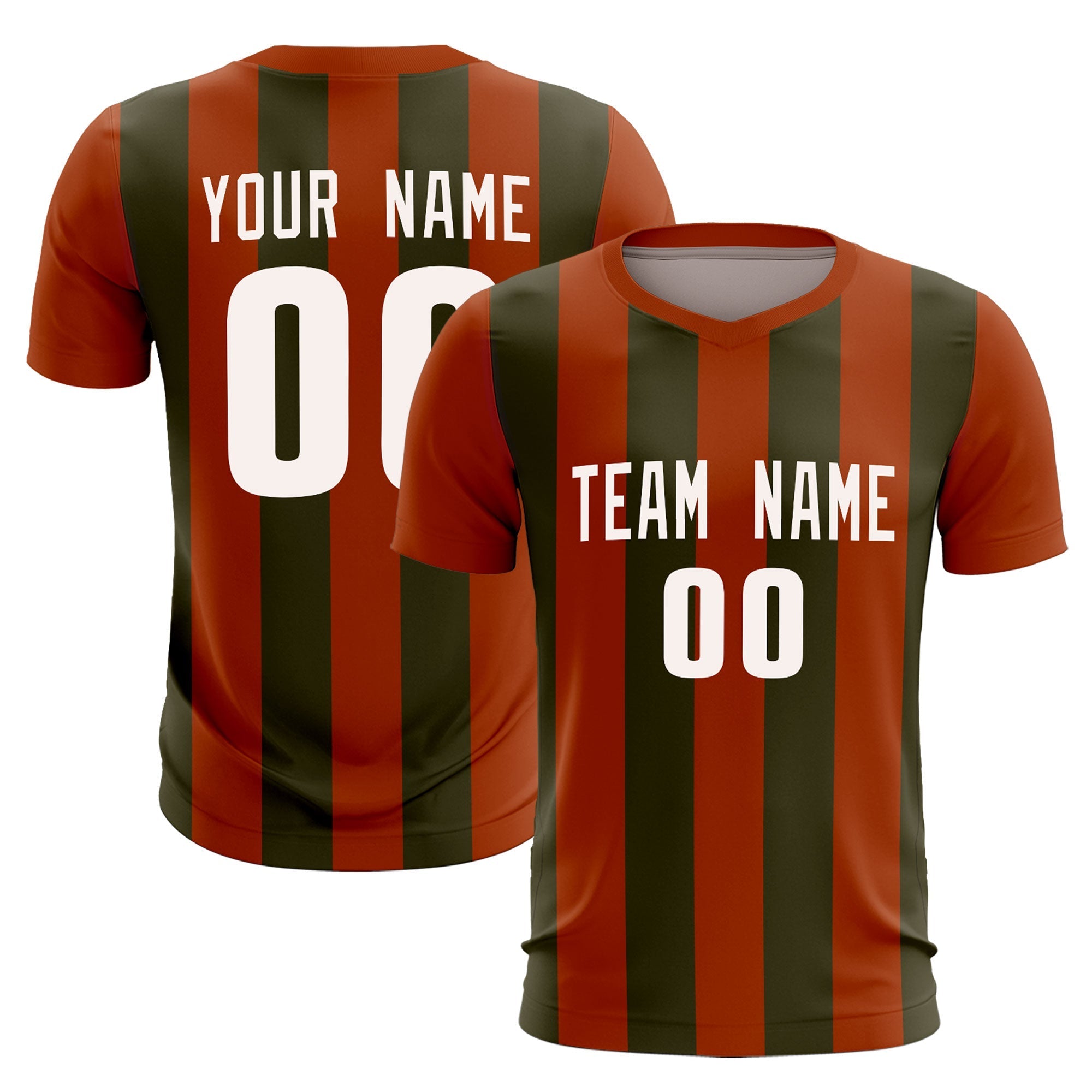 Custom Texas Orange Olive Vertical Stripes Casual Outdoor Football Kits Jersey