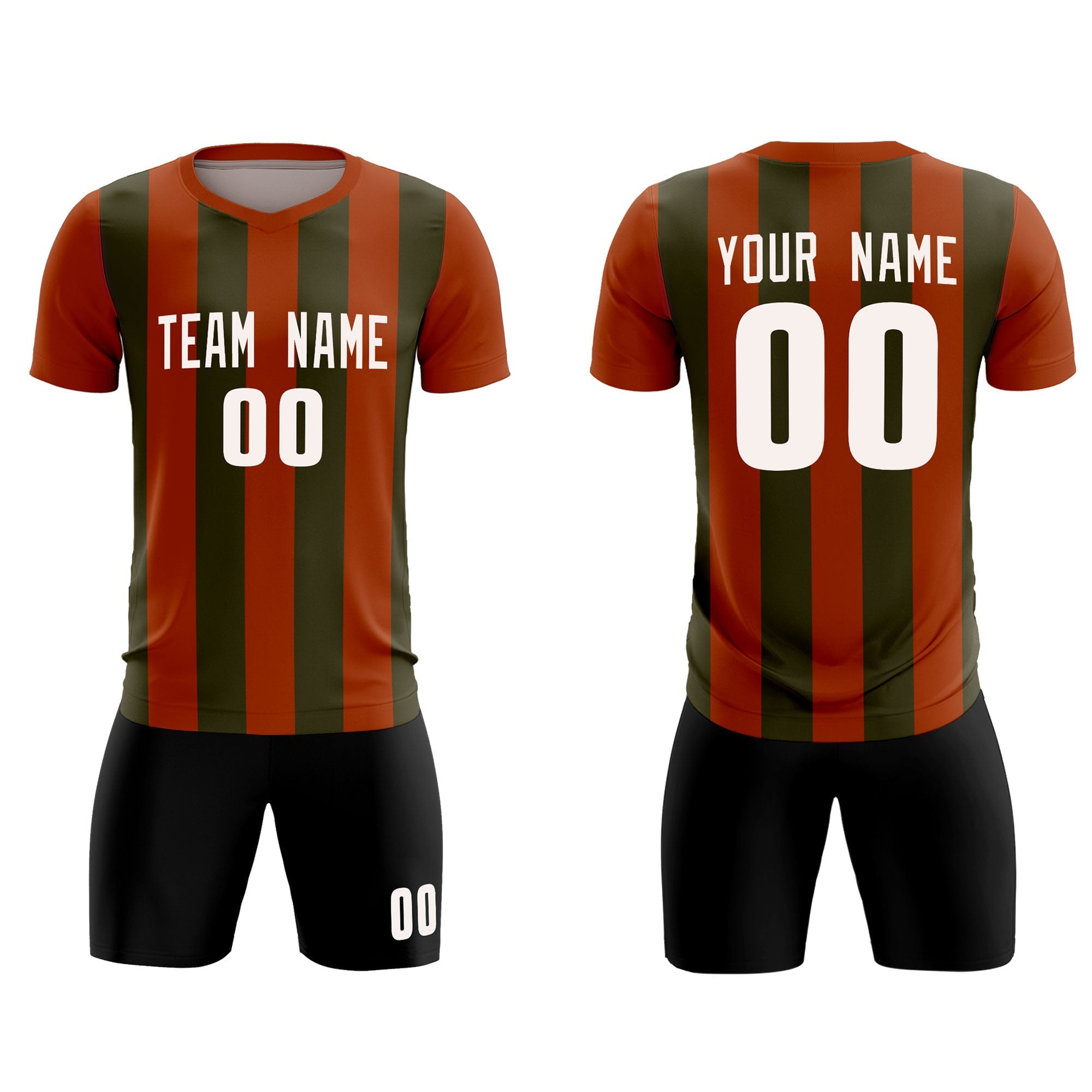 Custom Texas Orange Olive Vertical Stripes Casual Outdoor Football Kits Jersey