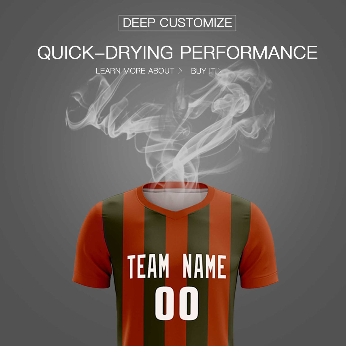 Custom Texas Orange Olive Vertical Stripes Casual Outdoor Football Kits Jersey