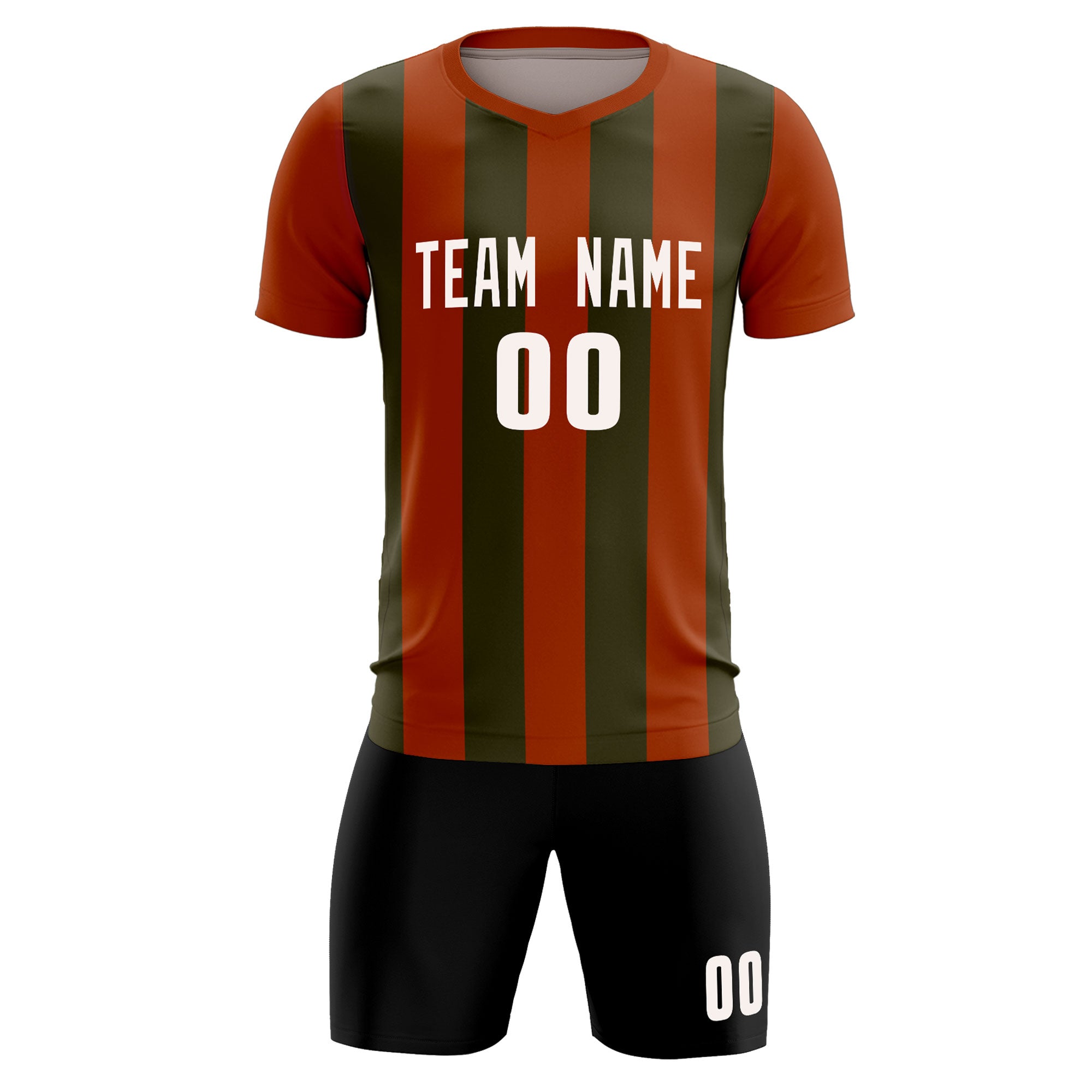 Custom Texas Orange Olive Vertical Stripes Casual Outdoor Football Kits Jersey