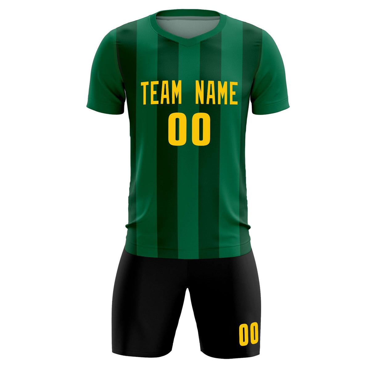 Custom Kelly Green Green Vertical Stripes Casual Outdoor Football Kits Jersey