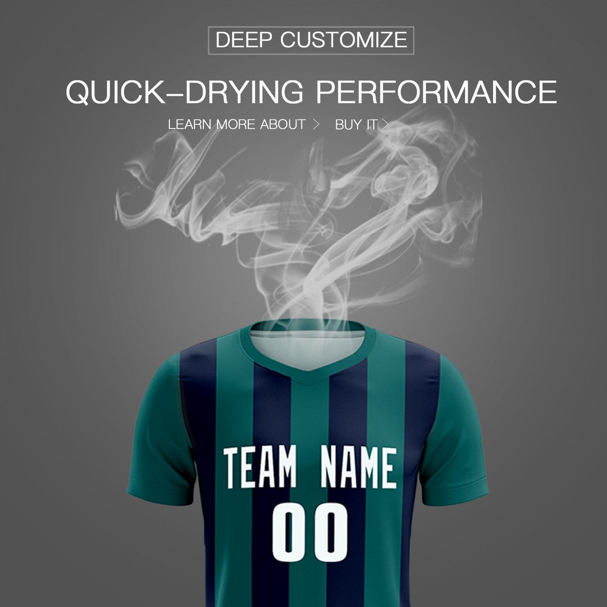 Custom Aqua Navy Vertical Stripes Casual Outdoor Football Kits Jersey