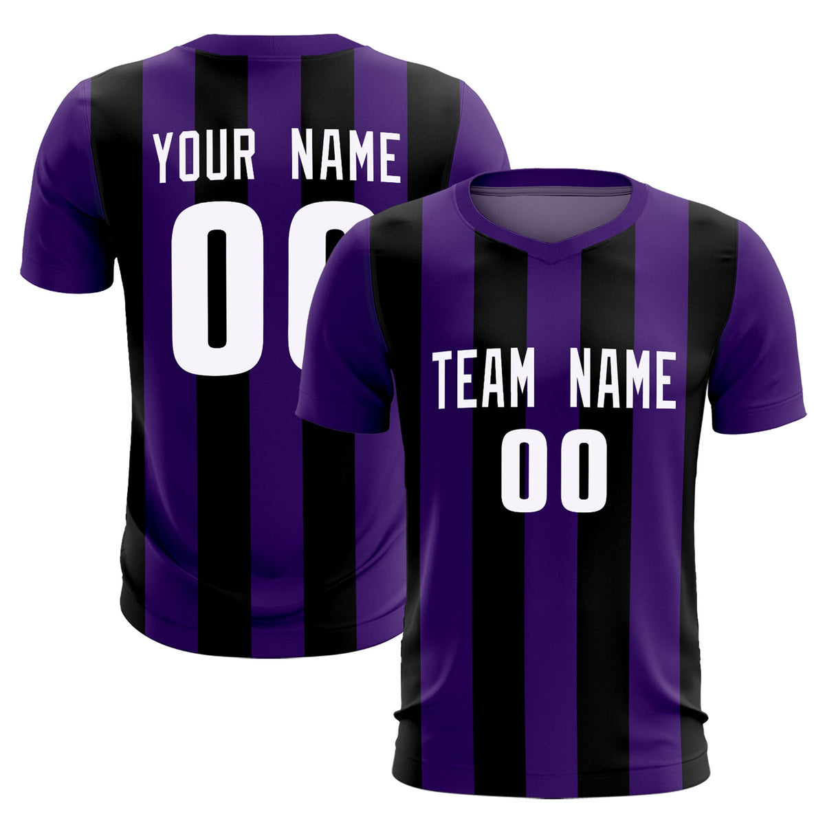 Custom Purple Black Vertical Stripes Casual Outdoor Football Kits Jersey