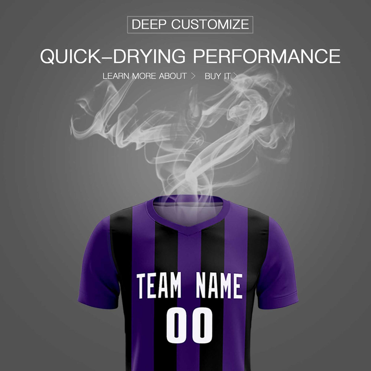 Custom Purple Black Vertical Stripes Casual Outdoor Football Kits Jersey