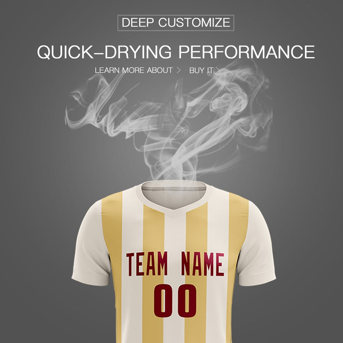 Custom Cream Khaki Vertical Stripes Casual Outdoor Football Kits Jersey