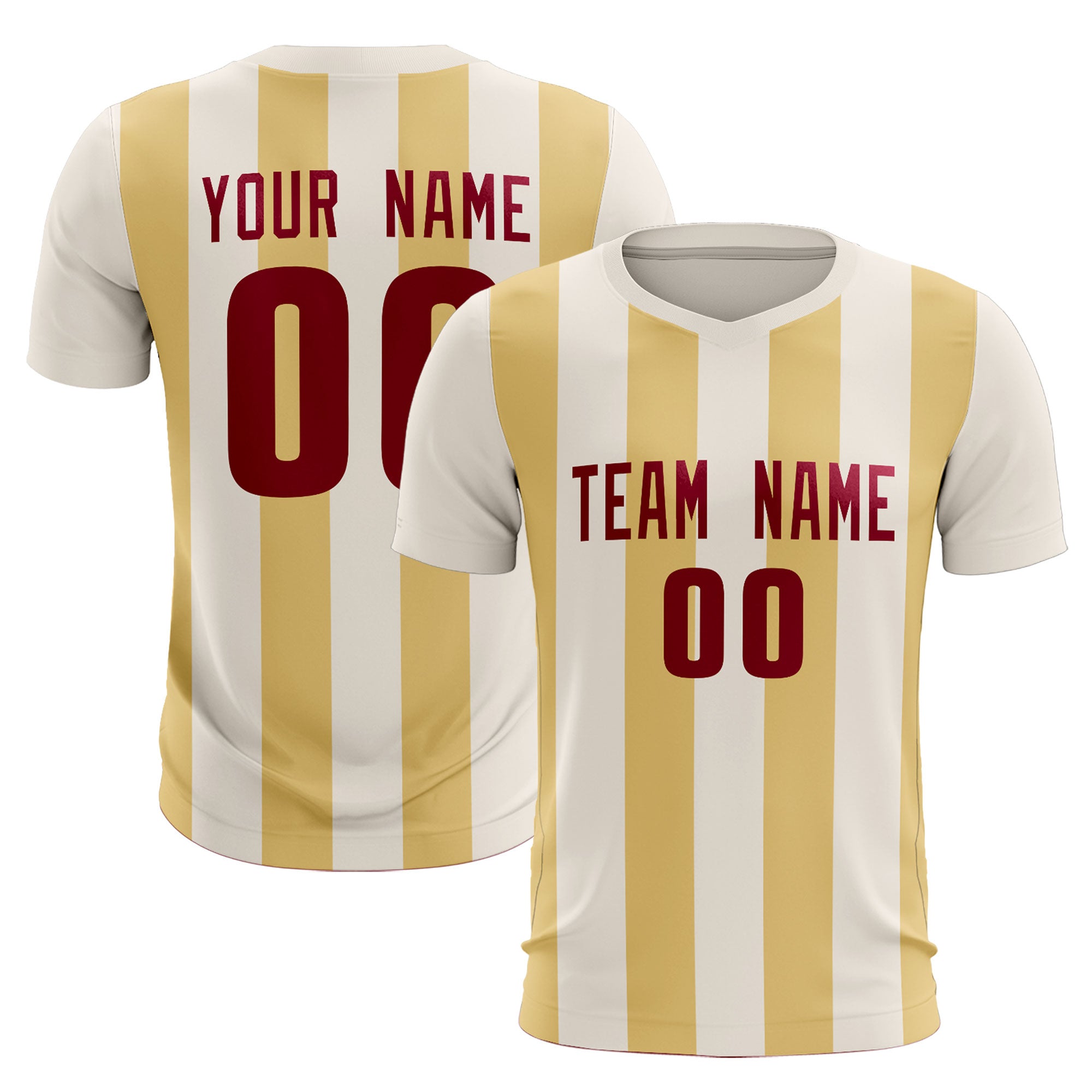 Custom Cream Khaki Vertical Stripes Casual Outdoor Football Kits Jersey