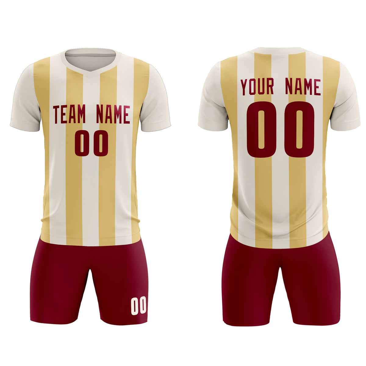 Custom Cream Khaki Vertical Stripes Casual Outdoor Football Kits Jersey