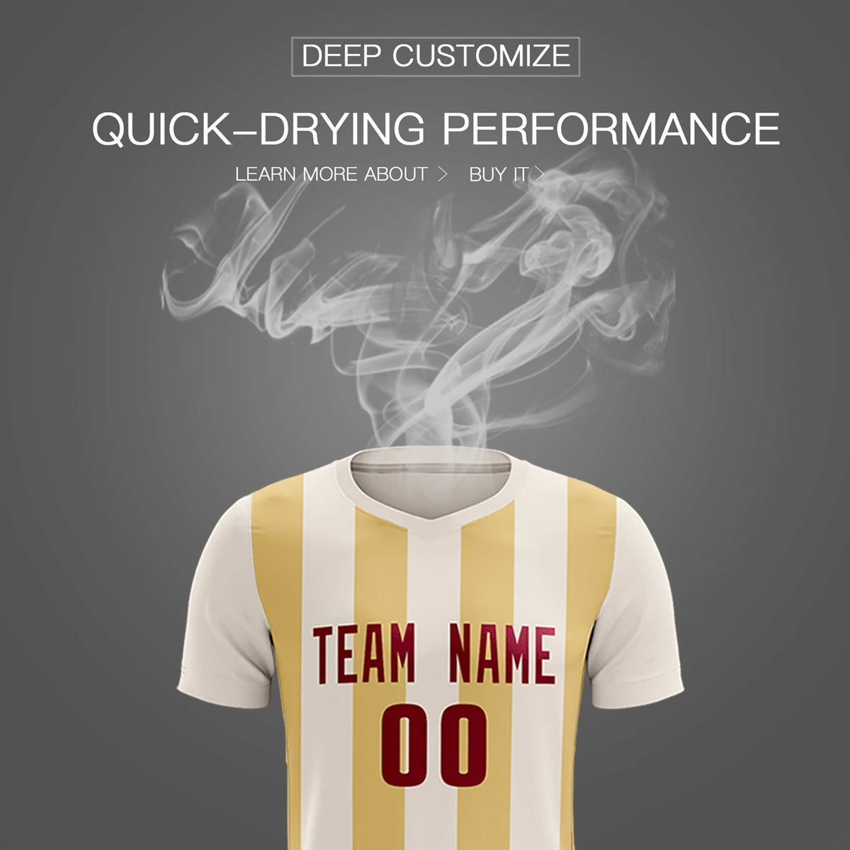 Custom Cream Khaki Vertical Stripes Casual Outdoor Football Kits Jersey