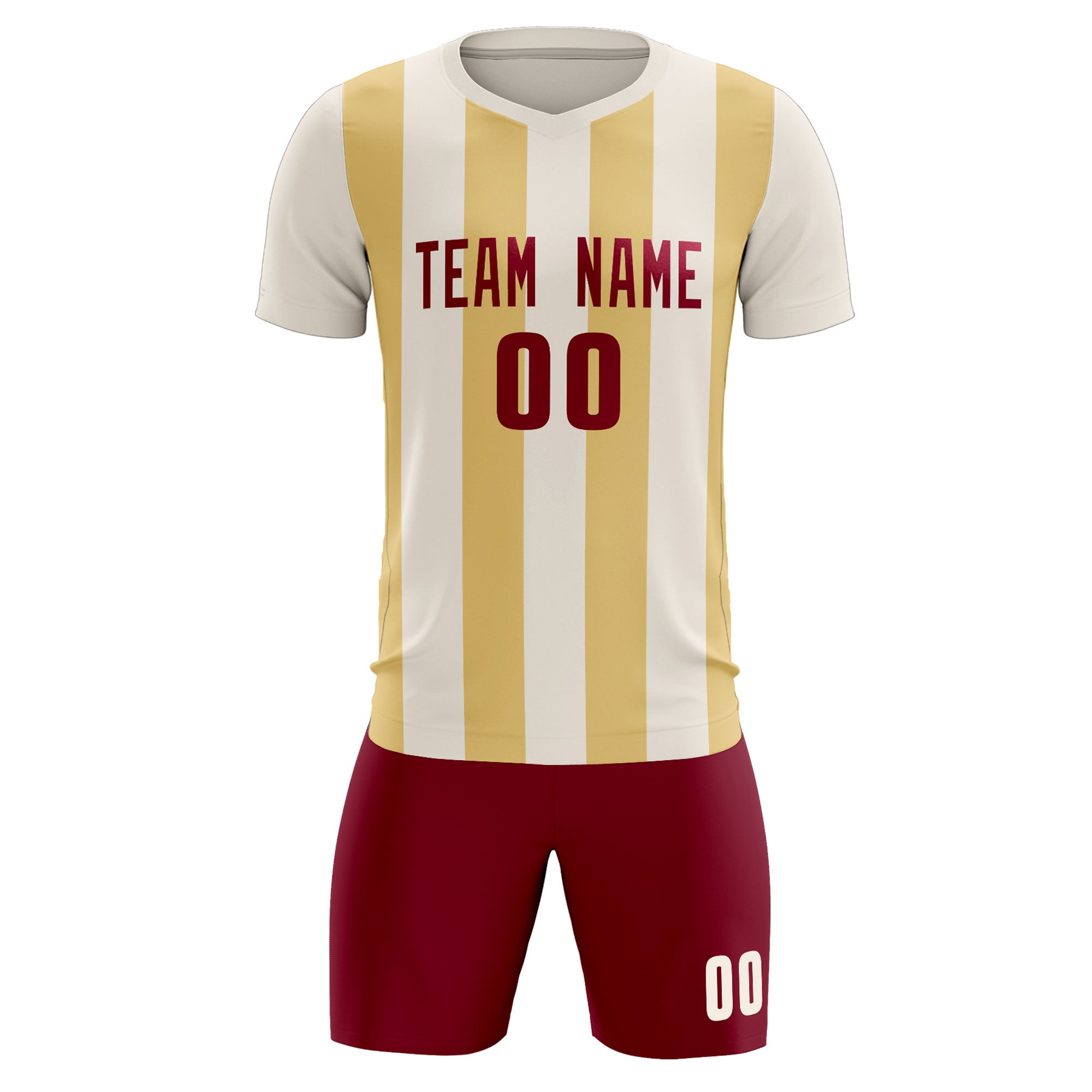 Custom Cream Khaki Vertical Stripes Casual Outdoor Football Kits Jersey