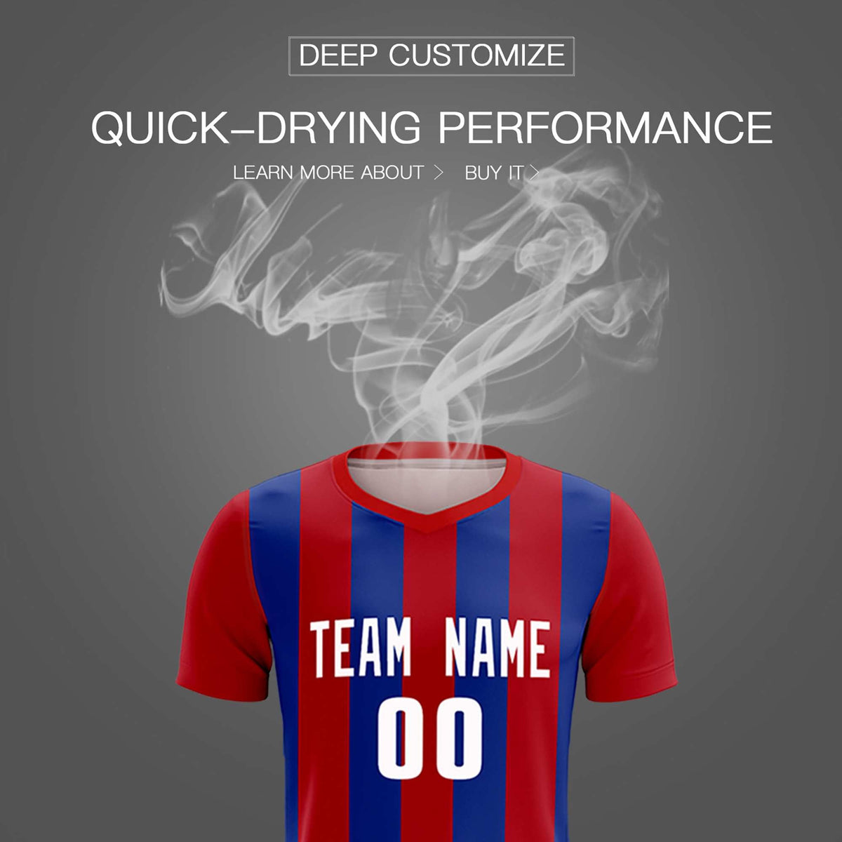 Custom Red Royal Vertical Stripes Casual Outdoor Football Kits Jersey