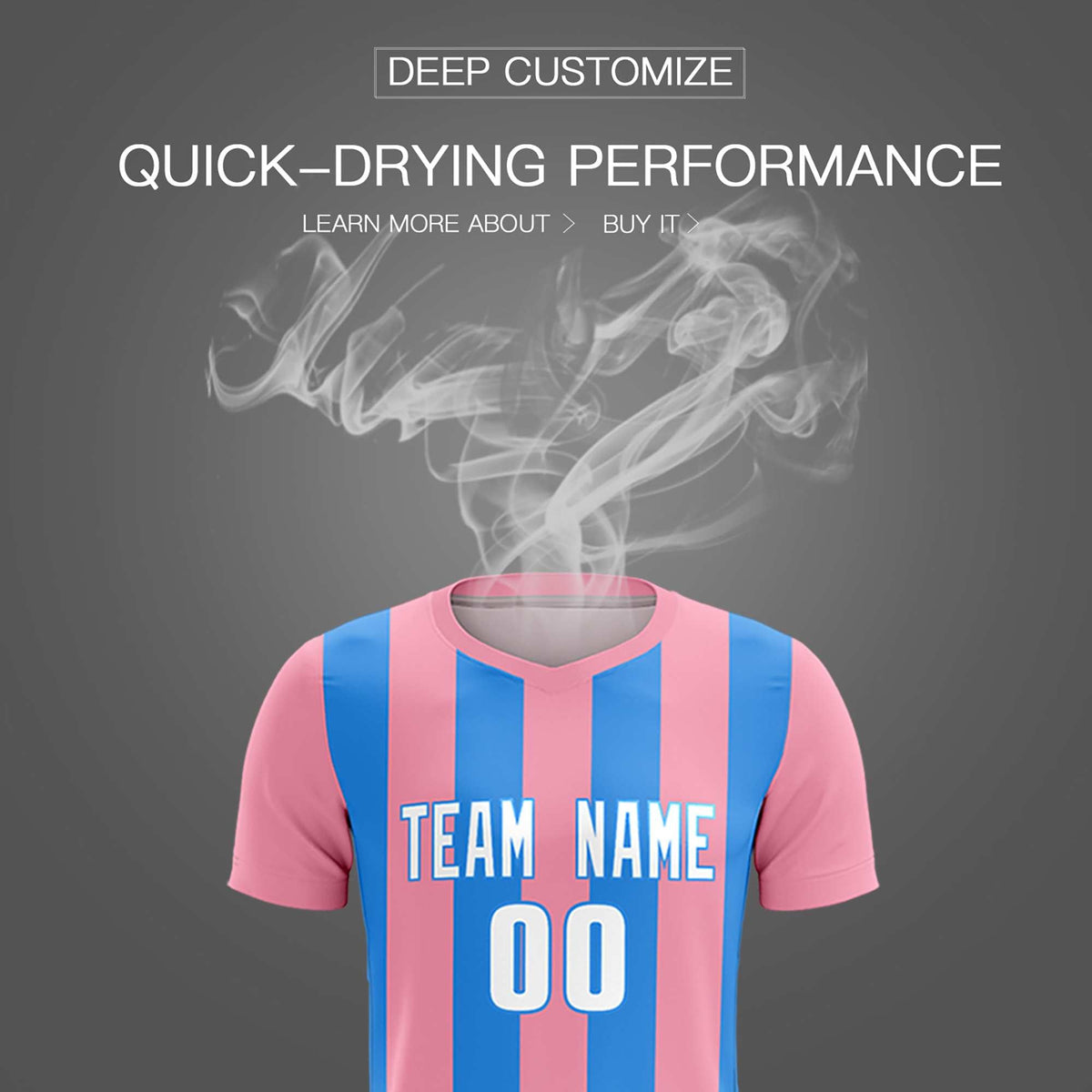 Custom Light Pink Powder Blue Vertical Stripes Casual Outdoor Football Kits Jersey