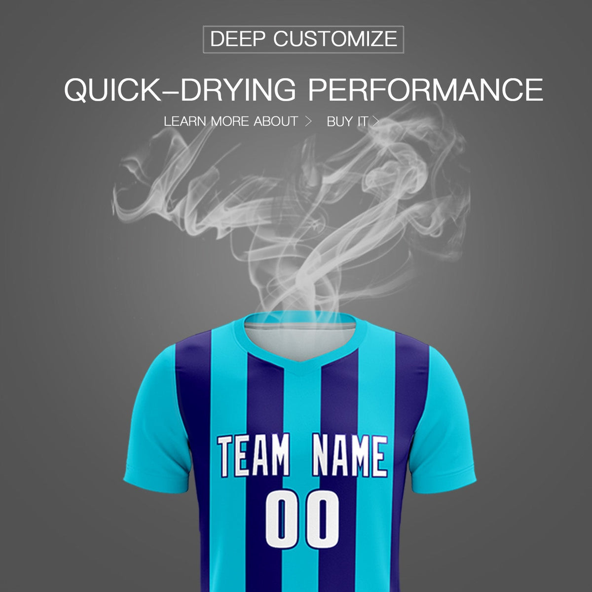 Custom Sky Blue Royal Vertical Stripes Casual Outdoor Football Kits Jersey