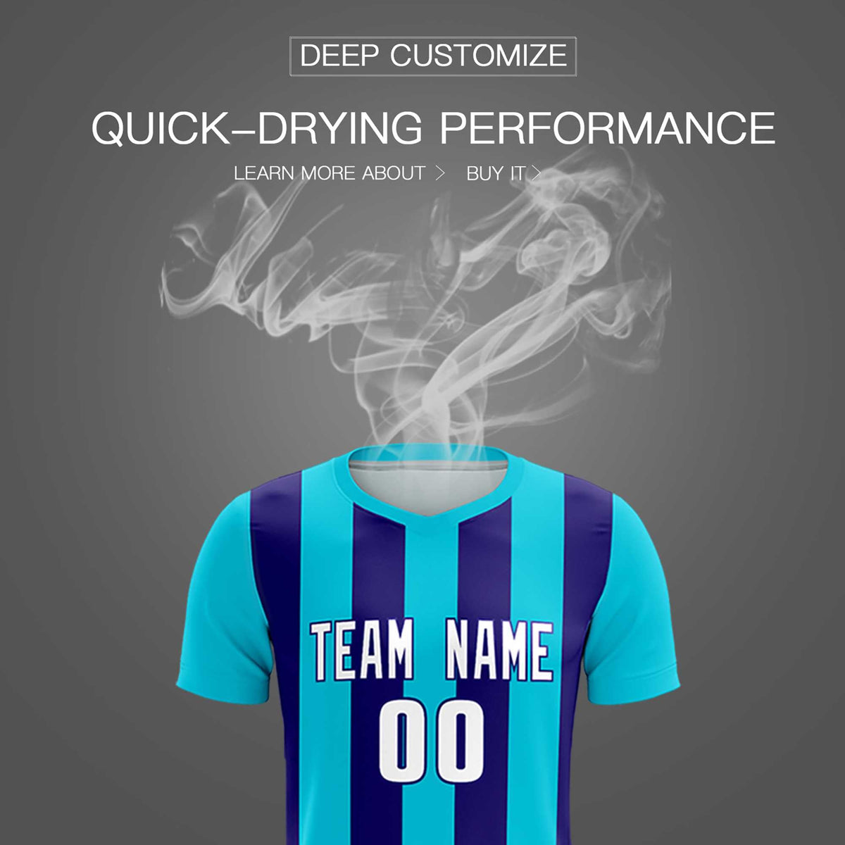 Custom Sky Blue Royal Vertical Stripes Casual Outdoor Football Kits Jersey