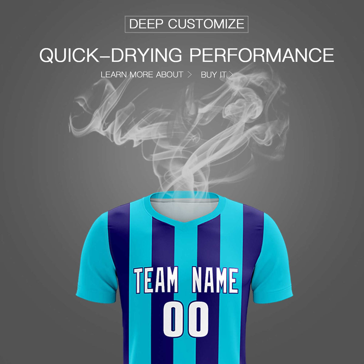 Custom Sky Blue Royal Vertical Stripes Casual Outdoor Football Kits Jersey