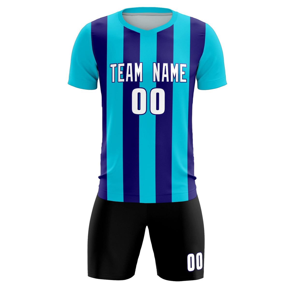 Custom Sky Blue Royal Vertical Stripes Casual Outdoor Football Kits Jersey
