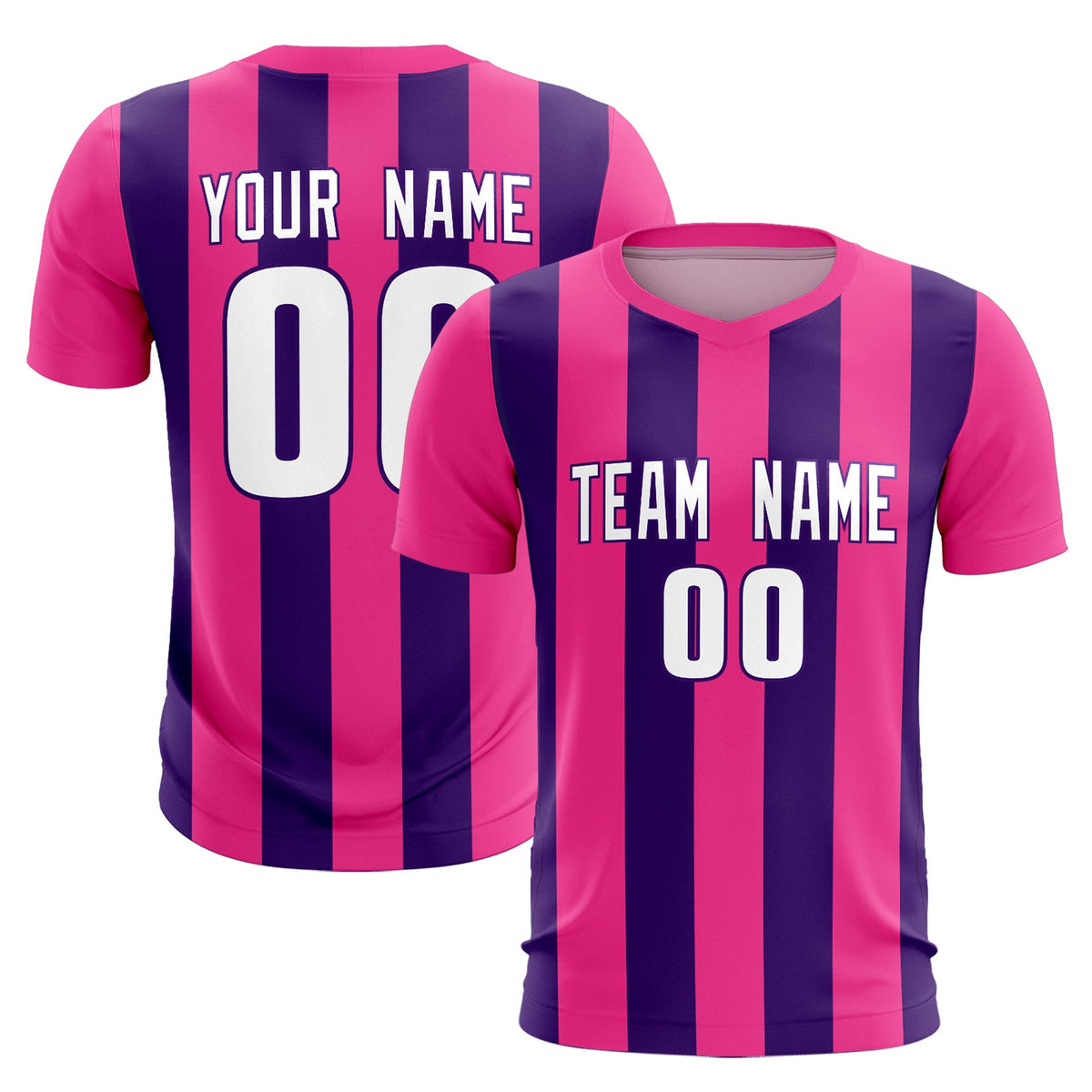 Custom Pink Purple Vertical Stripes Casual Outdoor Football Kits Jersey