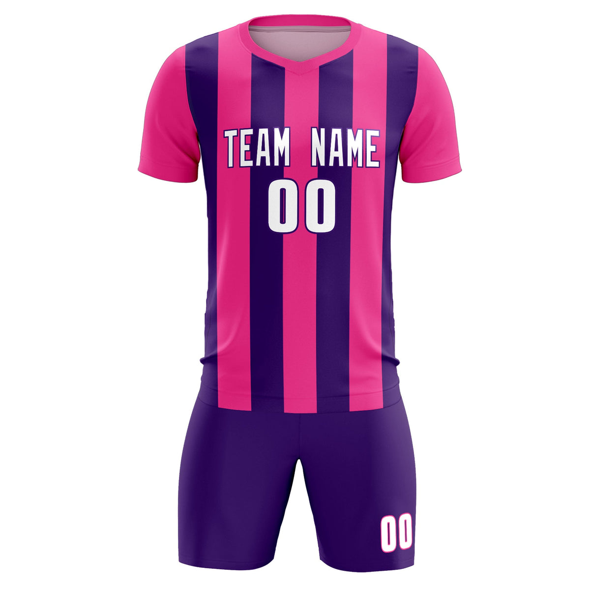 Custom Pink Purple Vertical Stripes Casual Outdoor Football Kits Jersey
