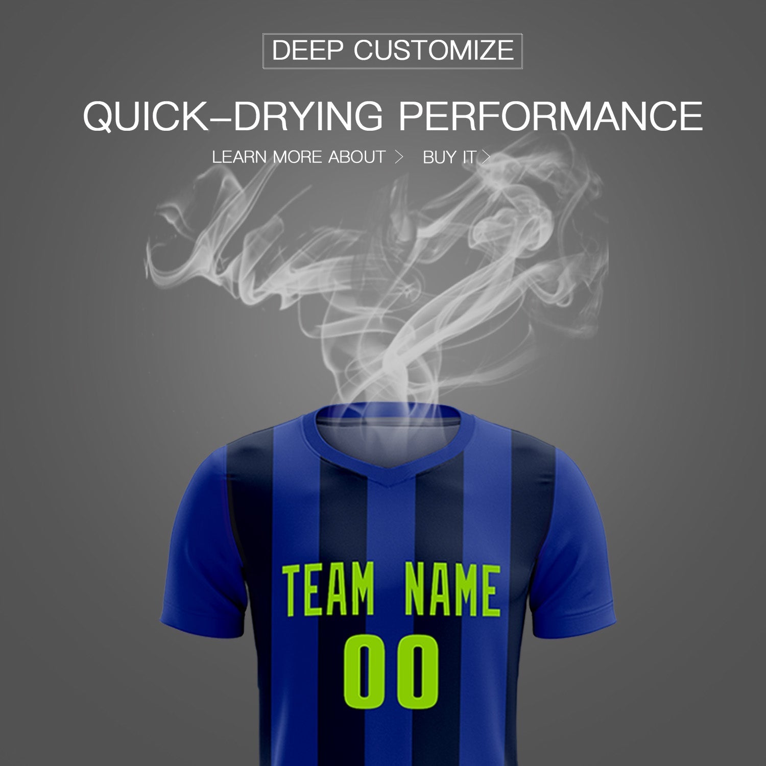 Custom Royal Navy Vertical Stripes Casual Outdoor Football Kits Jersey