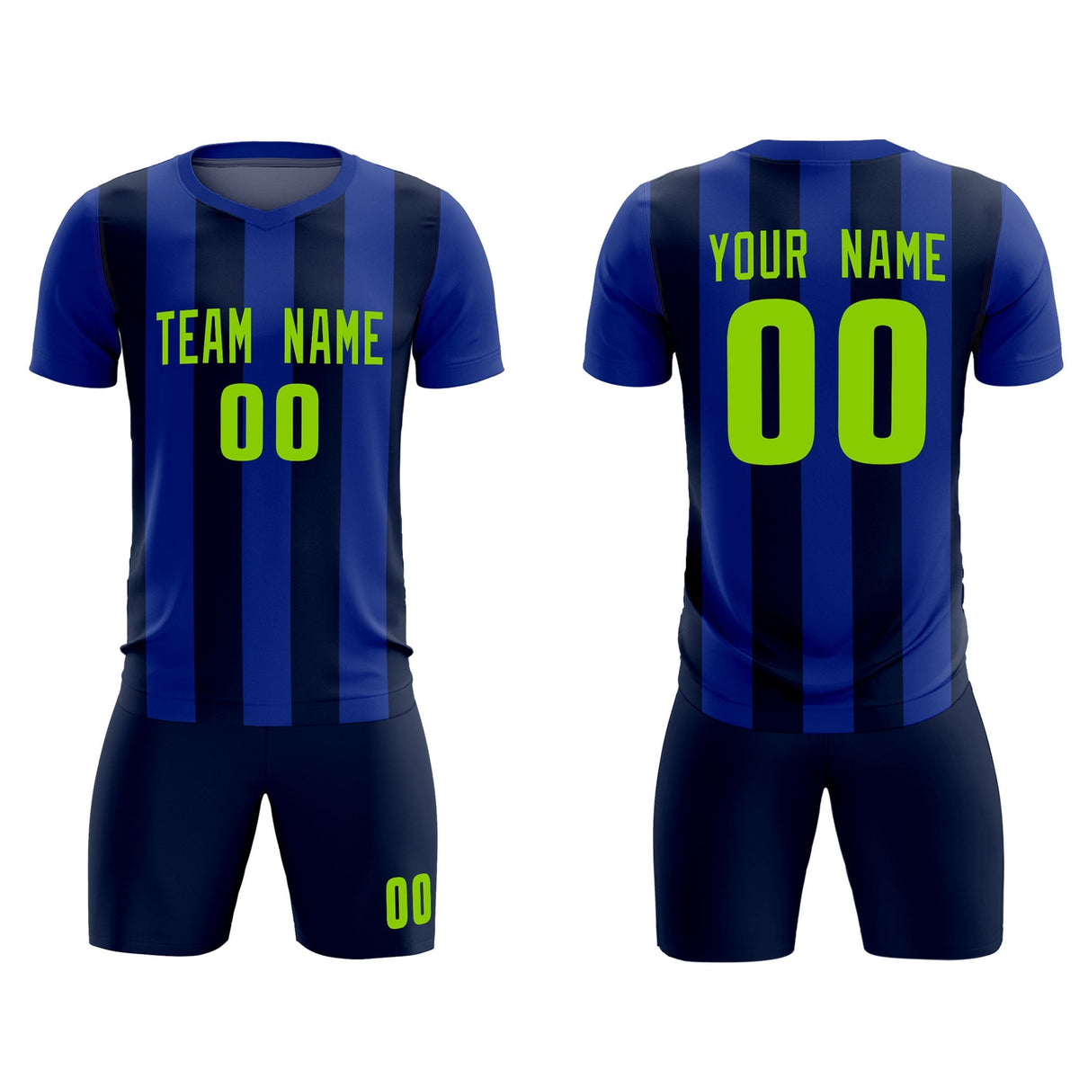 Custom Royal Navy Vertical Stripes Casual Outdoor Football Kits Jersey