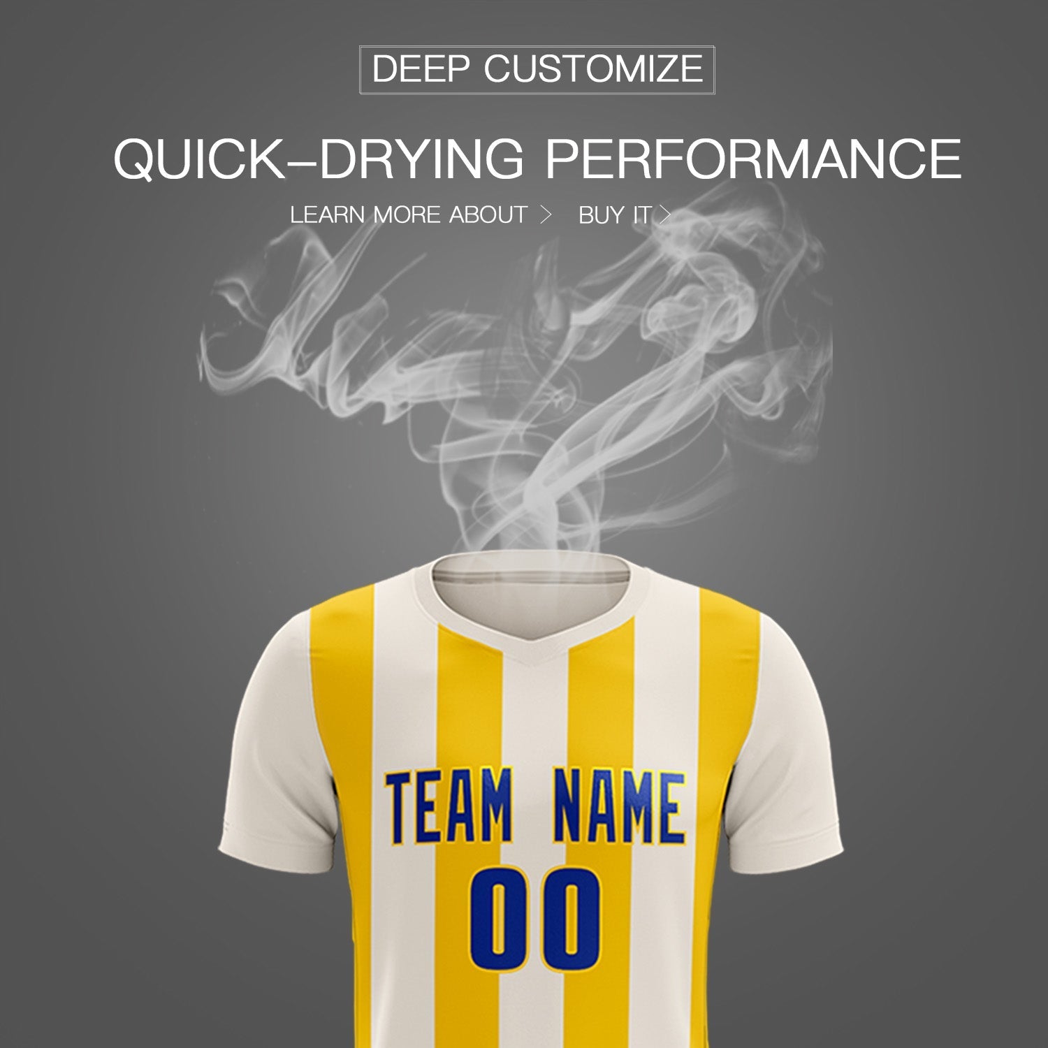 Custom Cream Gold Vertical Stripes Casual Outdoor Football Kits Jersey