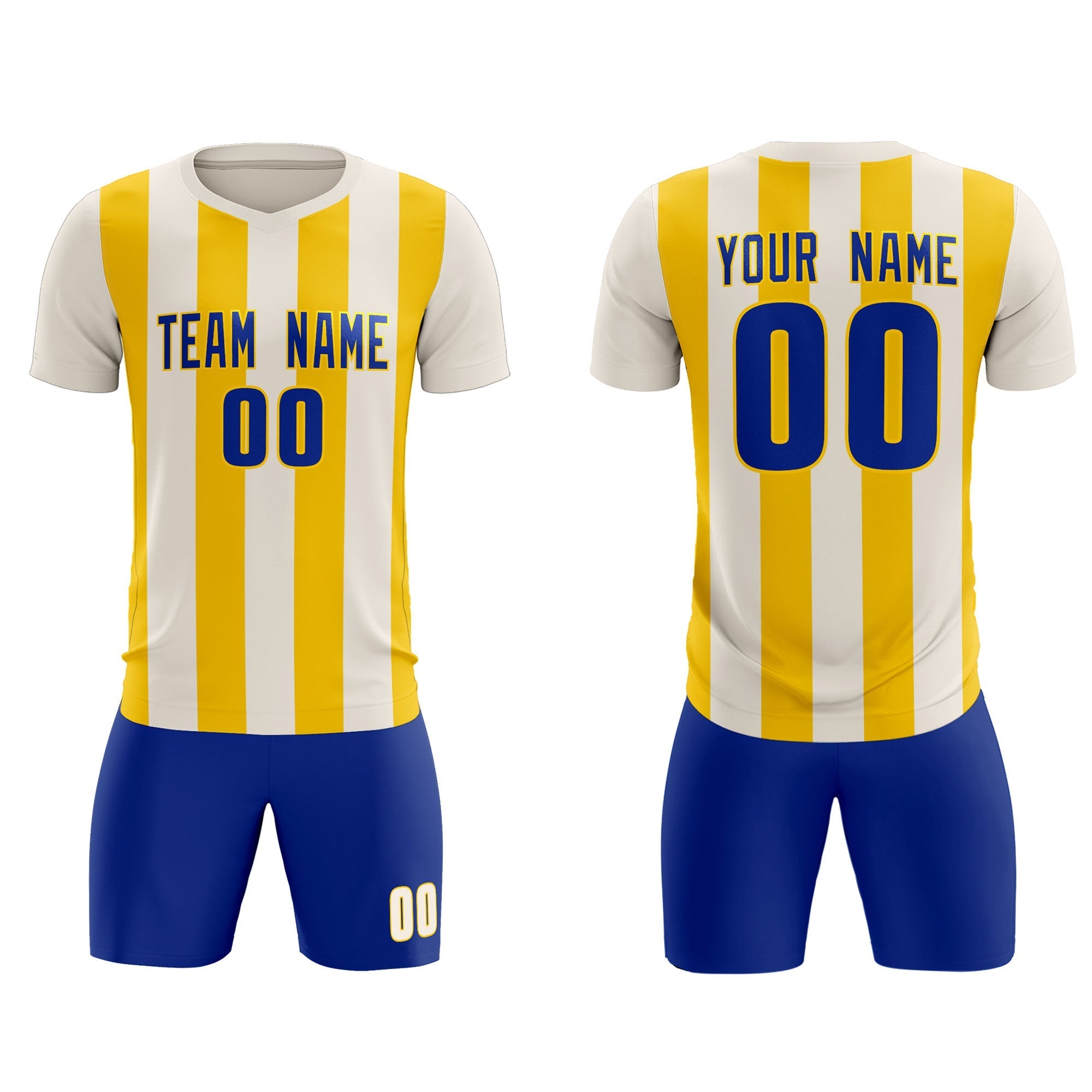 Custom Cream Gold Vertical Stripes Casual Outdoor Football Kits Jersey