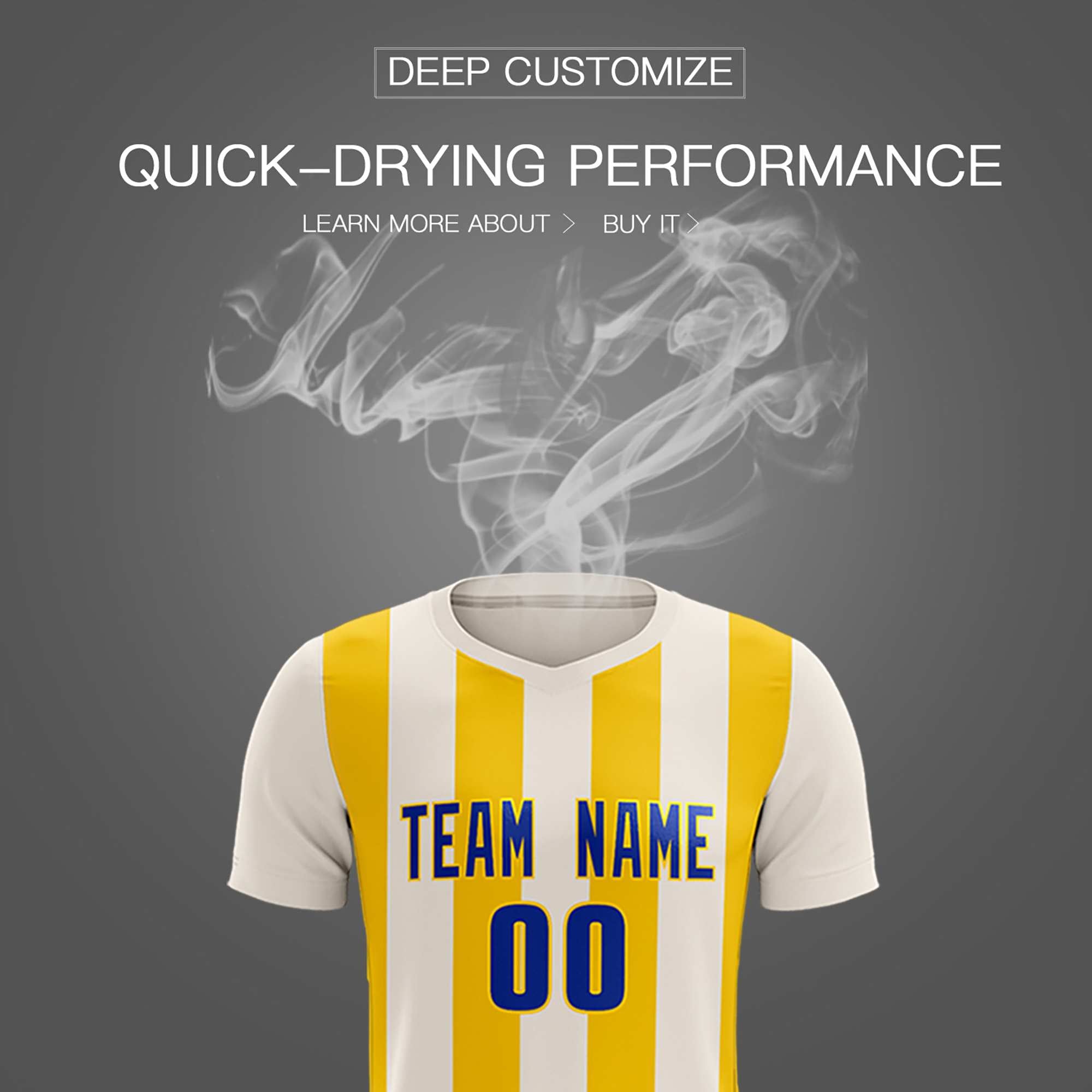 Custom Cream Gold Vertical Stripes Casual Outdoor Football Kits Jersey