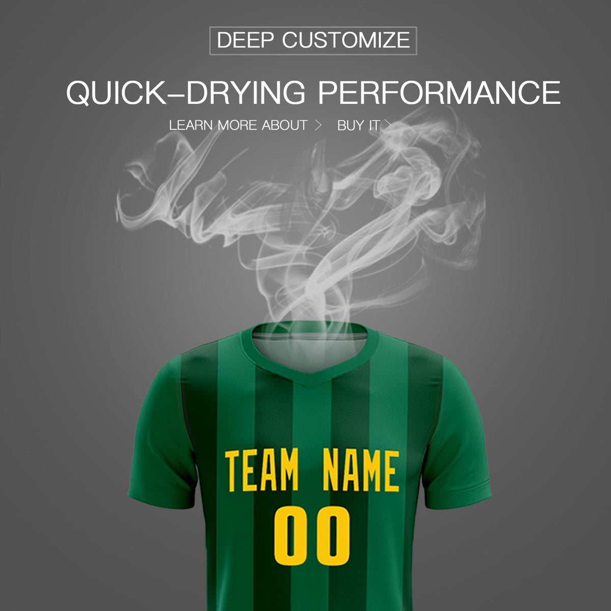 Custom Kelly Green Green Vertical Stripes Casual Outdoor Football Kits Jersey