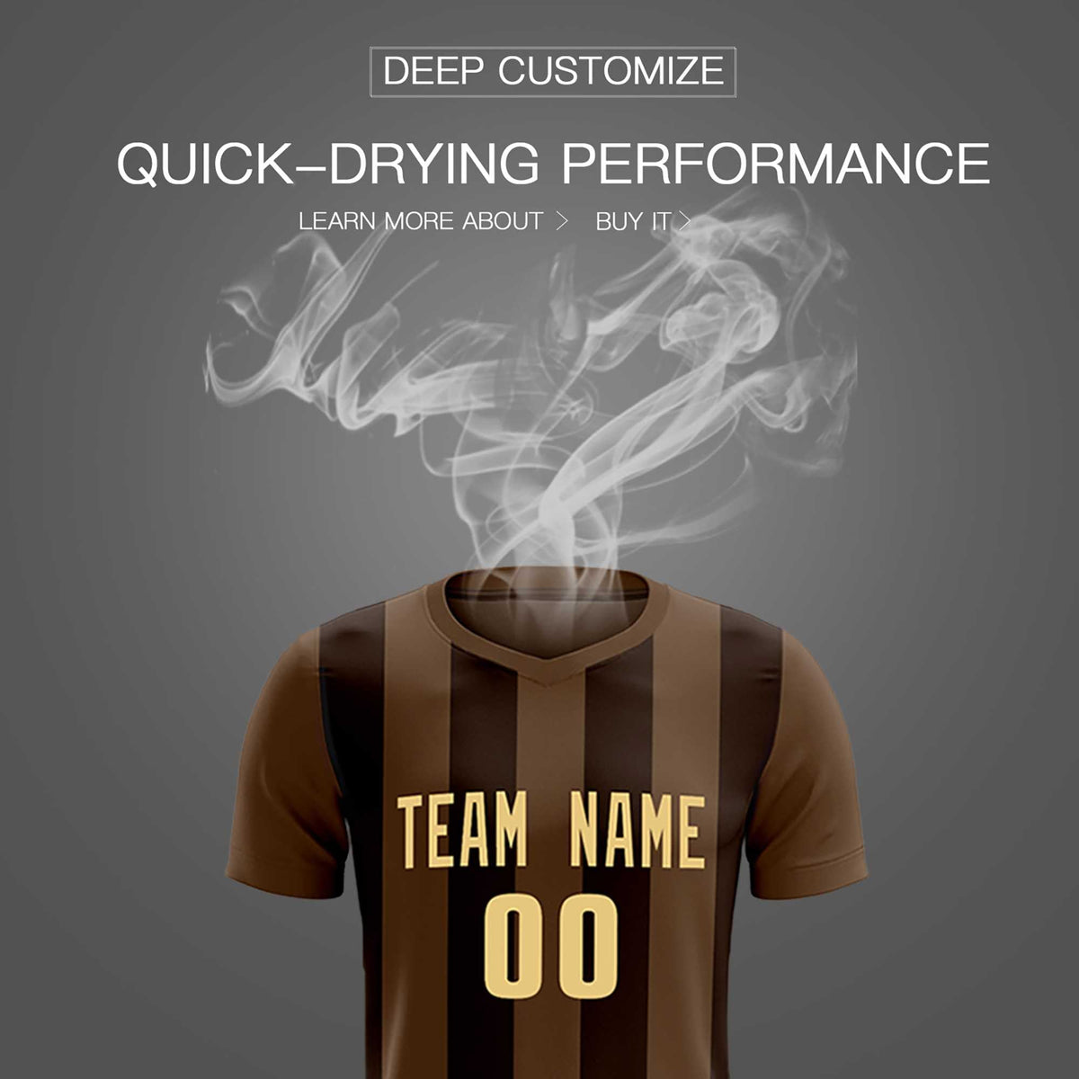 Custom Light Brown Brown Vertical Stripes Casual Outdoor Football Kits Jersey