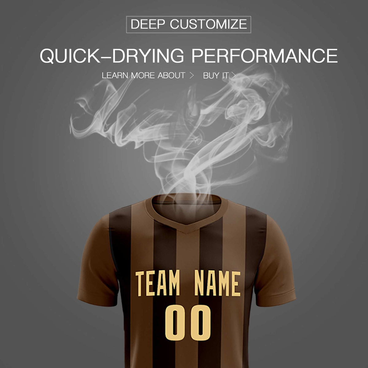 Custom Light Brown Brown Vertical Stripes Casual Outdoor Football Kits Jersey
