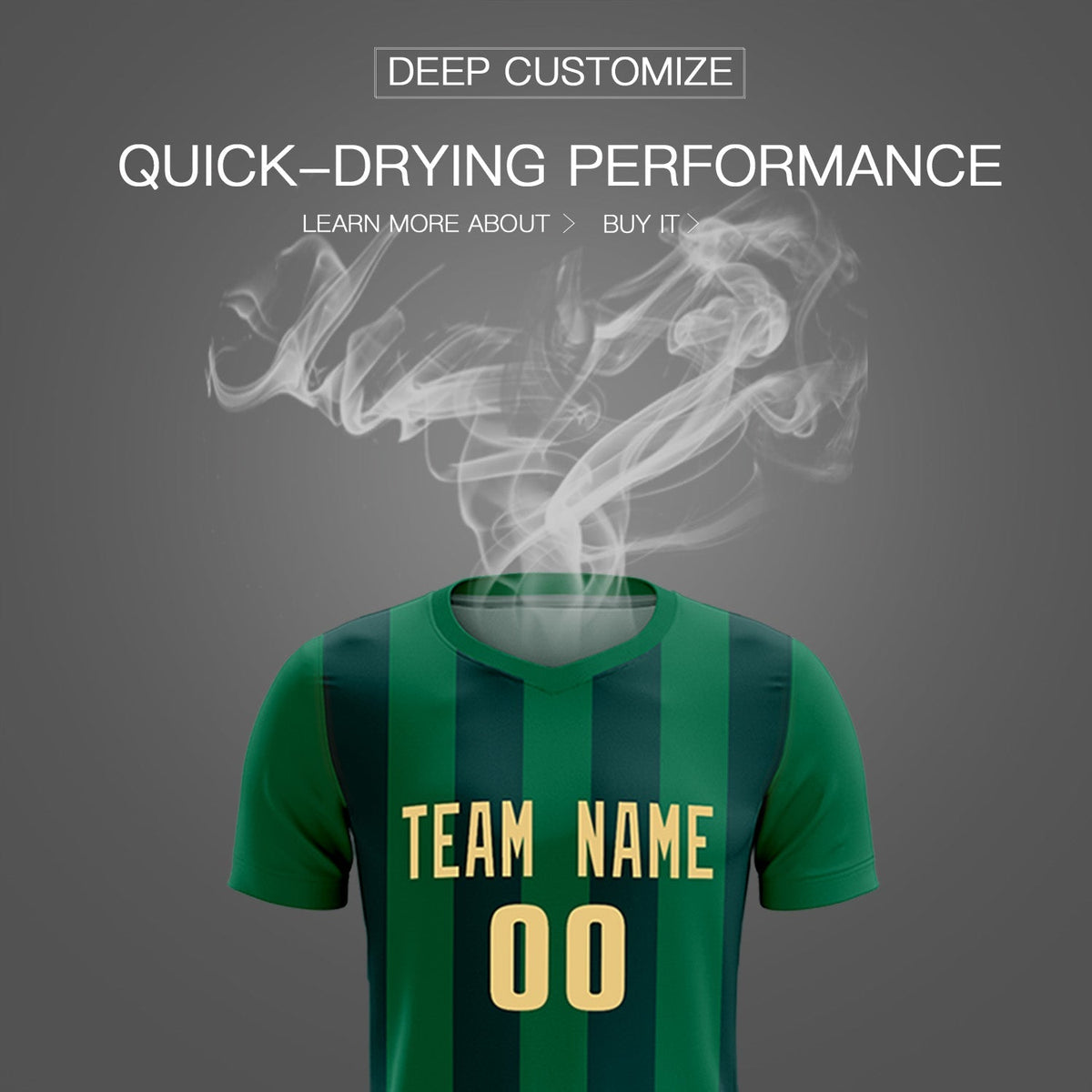Custom Kelly Green Midnight Green Vertical Stripes Casual Outdoor Football Kits Jersey