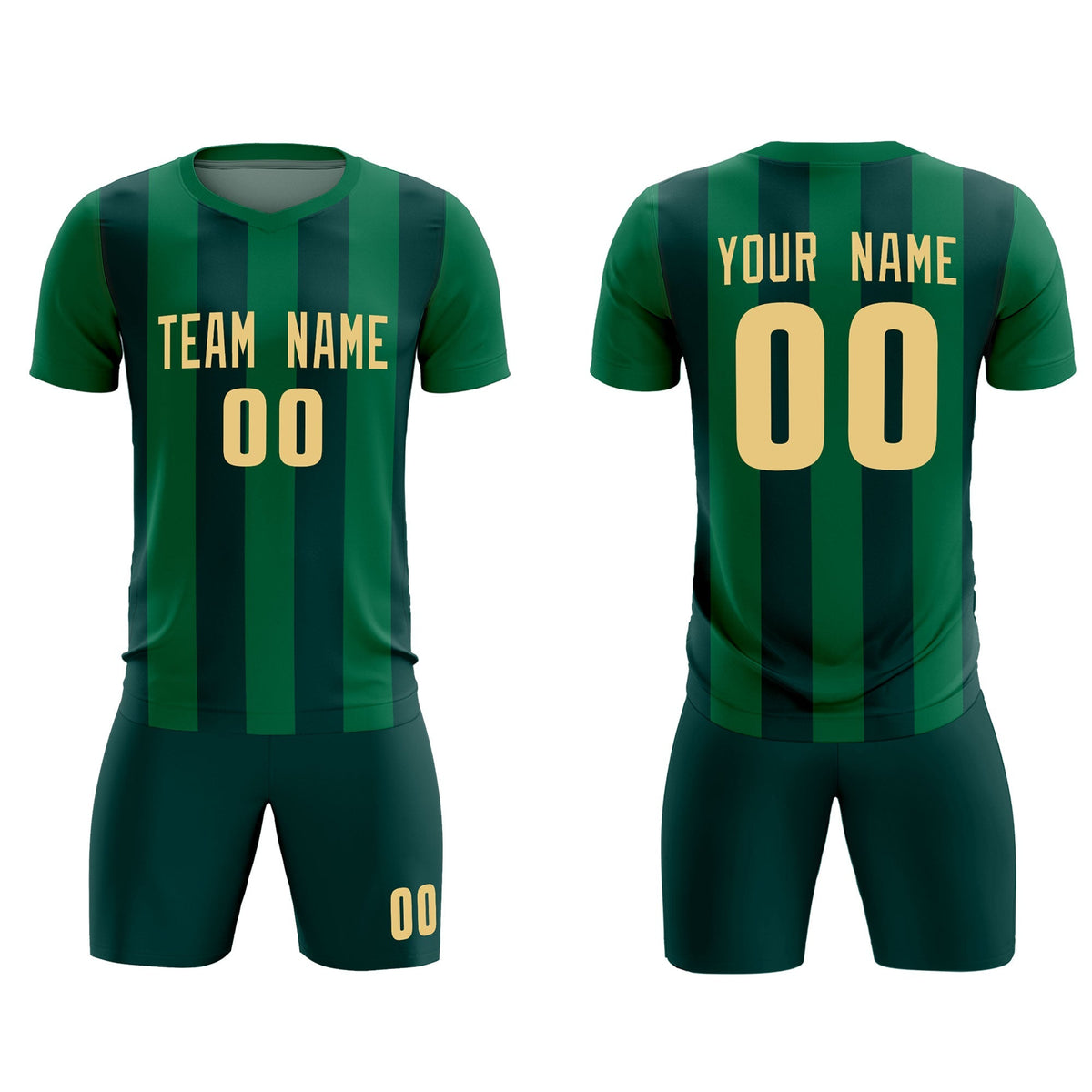Custom Kelly Green Midnight Green Vertical Stripes Casual Outdoor Football Kits Jersey
