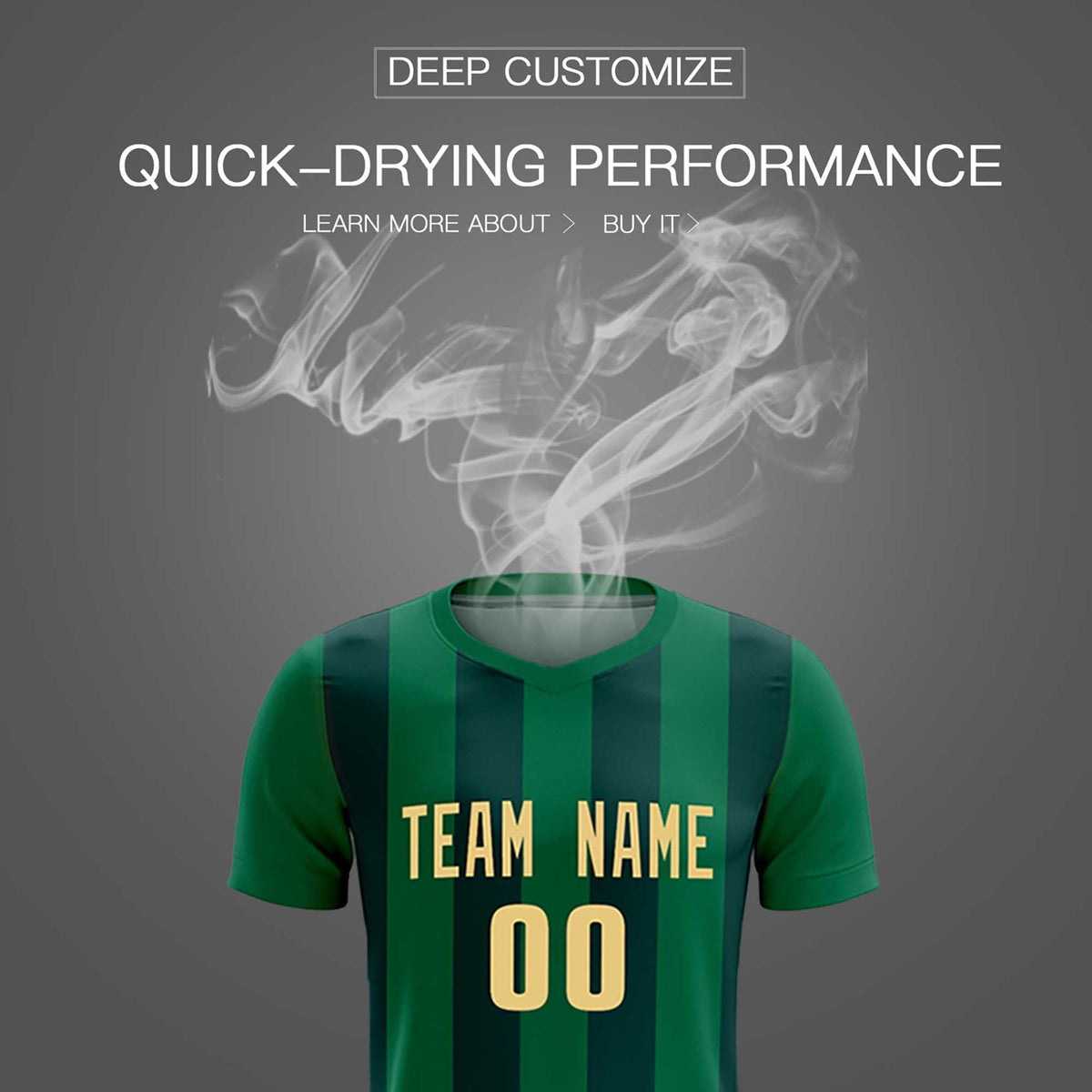 Custom Kelly Green Midnight Green Vertical Stripes Casual Outdoor Football Kits Jersey