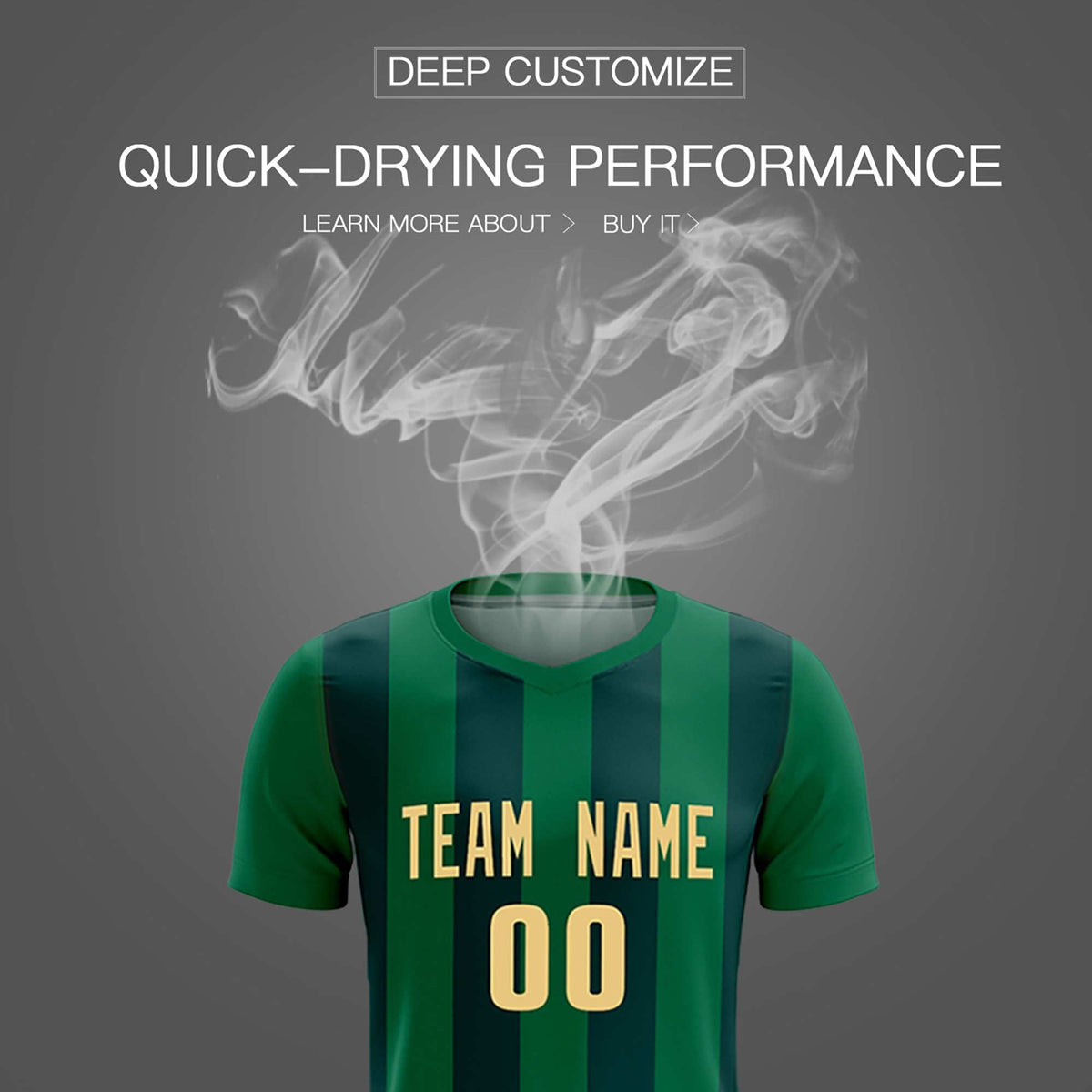 Custom Kelly Green Midnight Green Vertical Stripes Casual Outdoor Football Kits Jersey