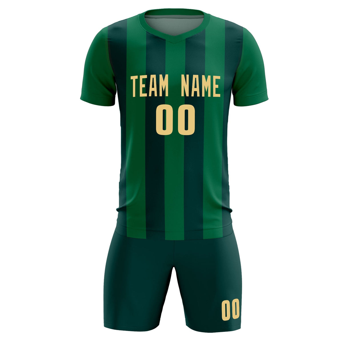 Custom Kelly Green Midnight Green Vertical Stripes Casual Outdoor Football Kits Jersey