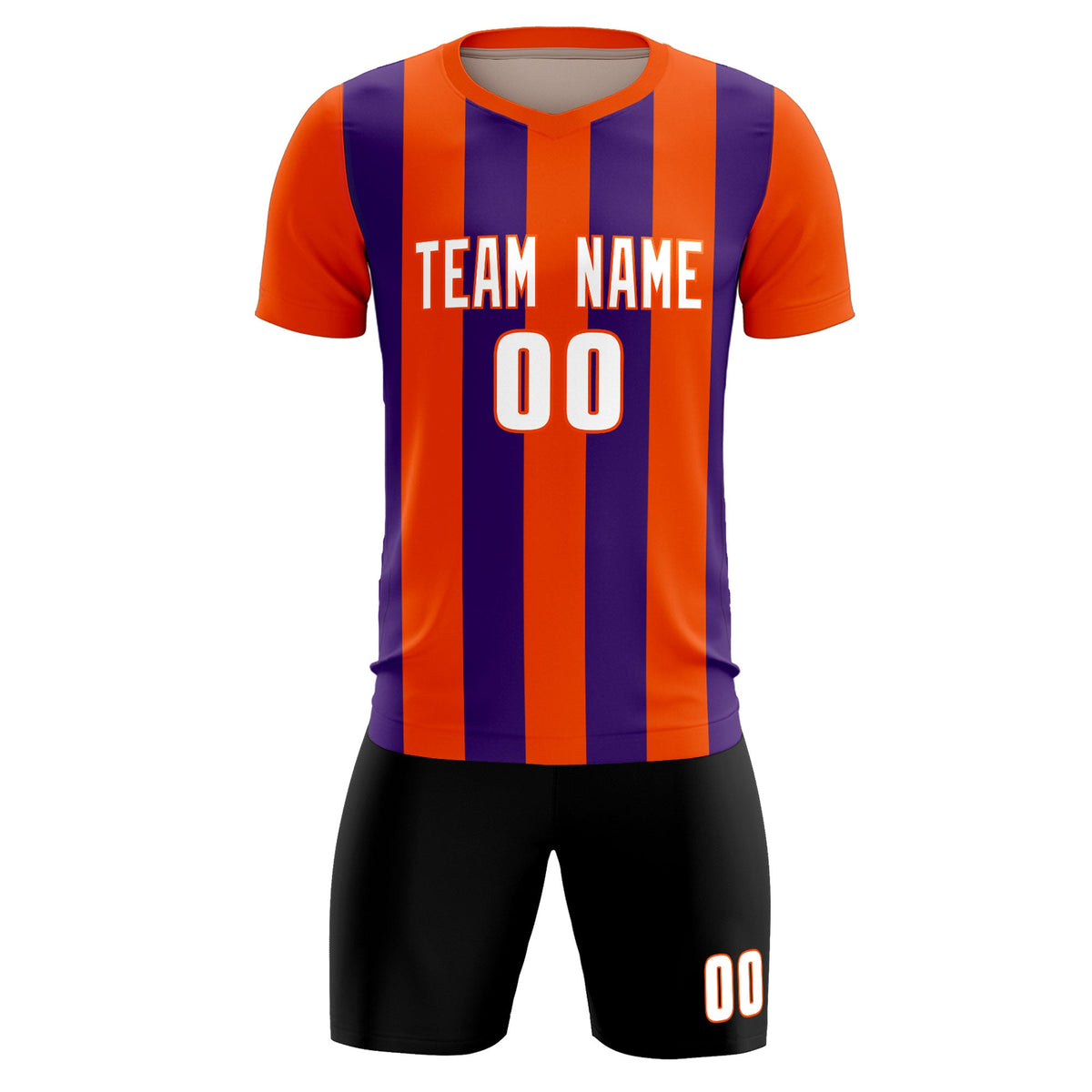 Custom Orange Purple Vertical Stripes Casual Outdoor Football Kits Jersey