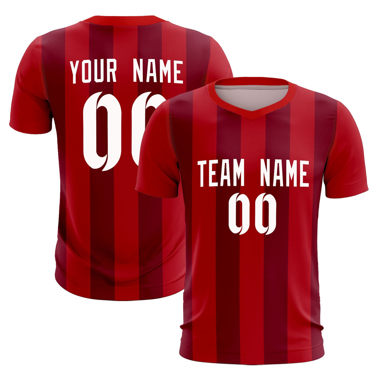 Custom Red Crimson Vertical Stripes Casual Outdoor Football Sets Jersey