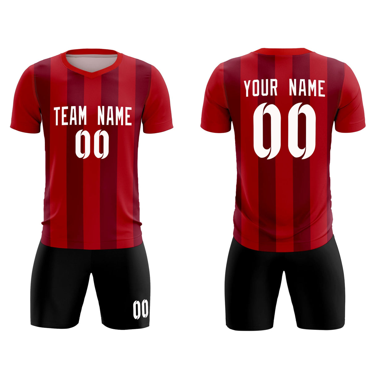 Custom Red Crimson Vertical Stripes Casual Outdoor Football Sets Jersey