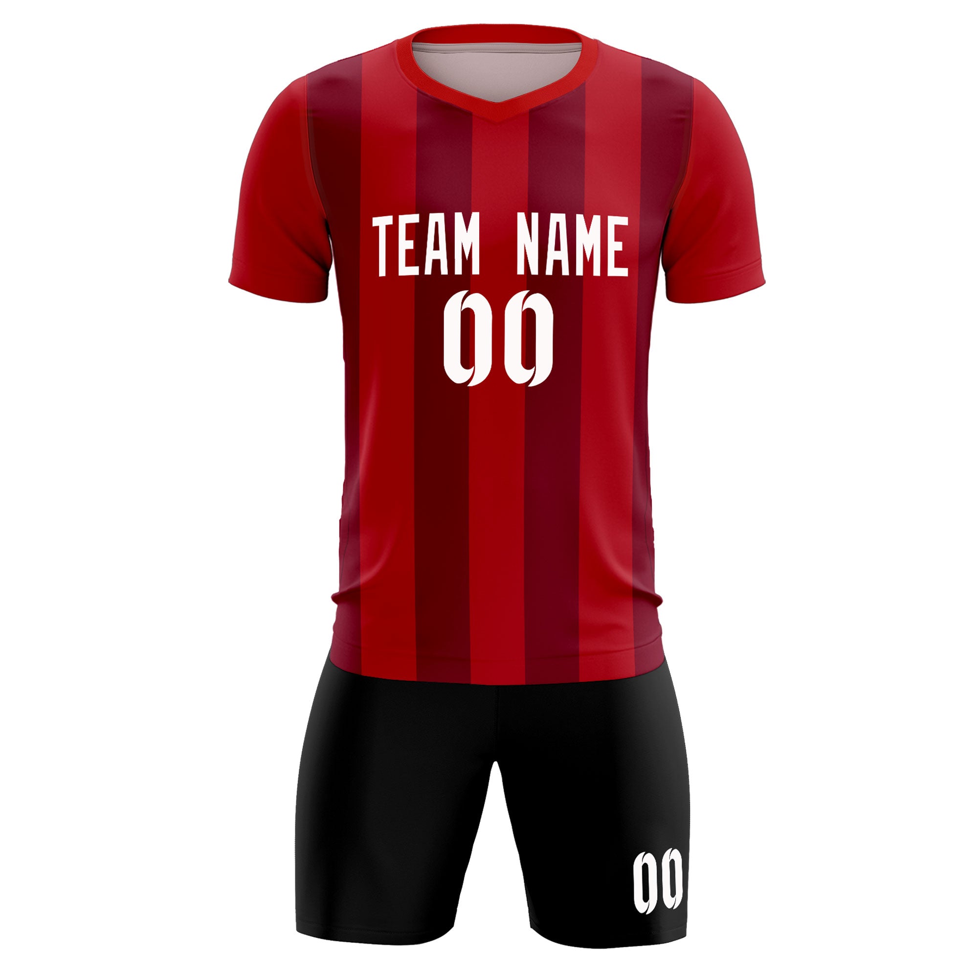 Custom Red Crimson Vertical Stripes Casual Outdoor Football Sets Jersey